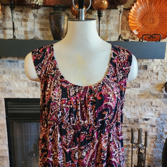 Liz Claiborne Paisley Print Orange, Black, Beige and Purple Dress Size 12 - Picture 4 of 5